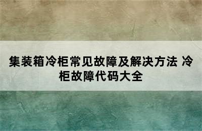 集装箱冷柜常见故障及解决方法 冷柜故障代码大全